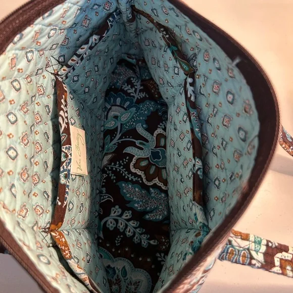 Vera Bradley Blue and Brown Floral Tote - Picture 4 of 9